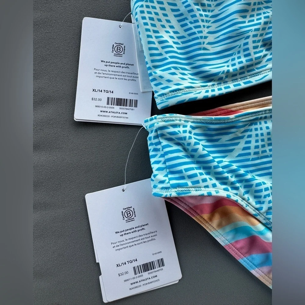 Athleta Girl Reversible Sunset Oasis Bikini and Top Size XL /14